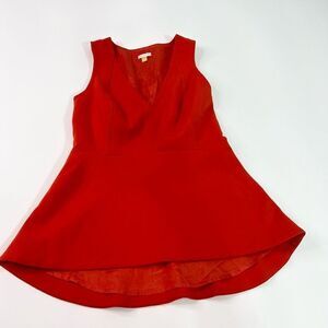 Leifsdottir Peplum Top Women's 4 Red V-Neck Sleeveless Side Zip Fit & Flare Tank